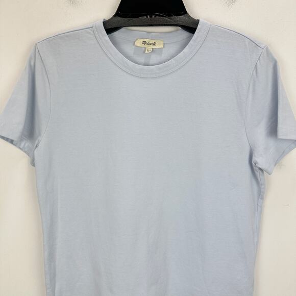 NEW Madewell Cotton Perfect Crewneck Tee Shirt Cotton Basics Light Blue XXS - Picture 3 of 9